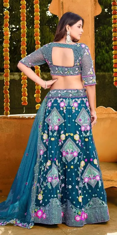 BD 1541 Blue Color Butterfly Net Sequins Embroidered Work Lehenga Choli Casual, Wedding, Festive, Events Expected Delivery 4-6 Working Days @2849 /- | Lehenga, Bollywood Lehenga, Creative Lehenga, Designer Lehenga, Embroidered Lehenga, Party Wear Lehenga