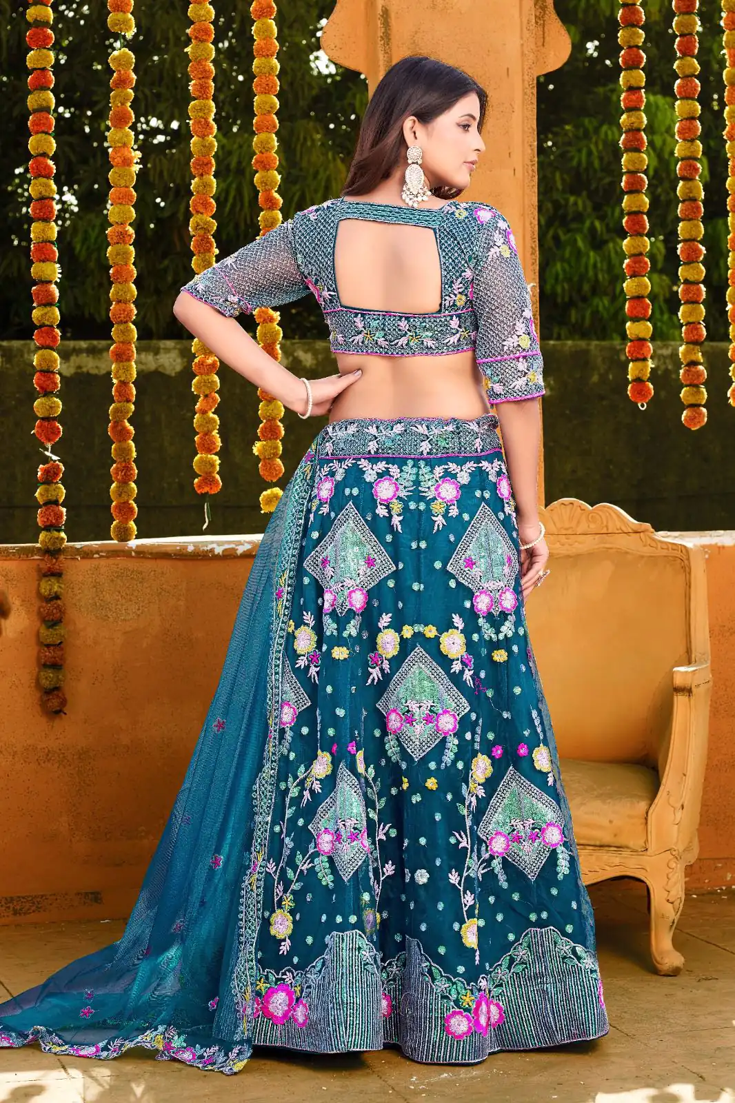 BD 1541 Blue Color Butterfly Net Sequins Embroidered Work Lehenga Choli Casual, Wedding, Festive, Events Expected Delivery 4-6 Working Days @2849 /- | Lehenga, Bollywood Lehenga, Creative Lehenga, Designer Lehenga, Embroidered Lehenga, Party Wear Lehenga