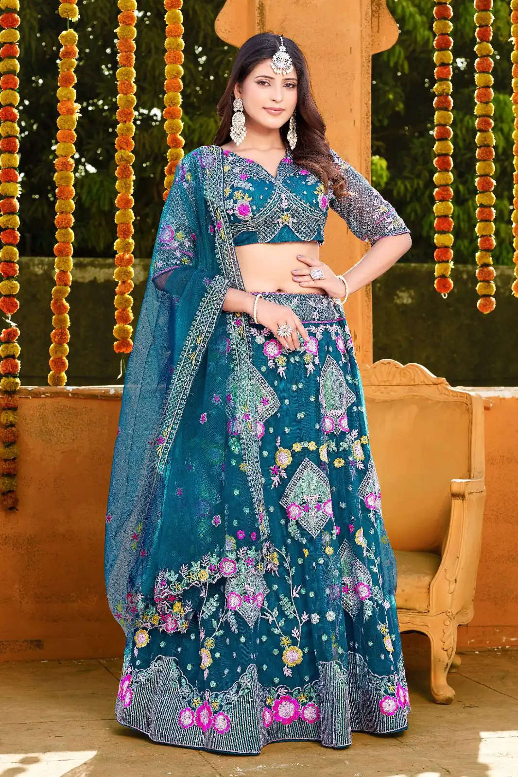 BD 1541 Blue Color Butterfly Net Sequins Embroidered Work Lehenga Choli Casual, Wedding, Festive, Events Expected Delivery 4-6 Working Days @2849 /- | Lehenga, Bollywood Lehenga, Creative Lehenga, Designer Lehenga, Embroidered Lehenga, Party Wear Lehenga