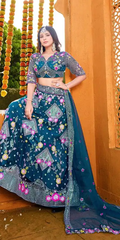 BD 1541 Blue Color Butterfly Net Sequins Embroidered Work Lehenga Choli Casual, Wedding, Festive, Events Expected Delivery 4-6 Working Days @2849 /- | Lehenga, Bollywood Lehenga, Creative Lehenga, Designer Lehenga, Embroidered Lehenga, Party Wear Lehenga