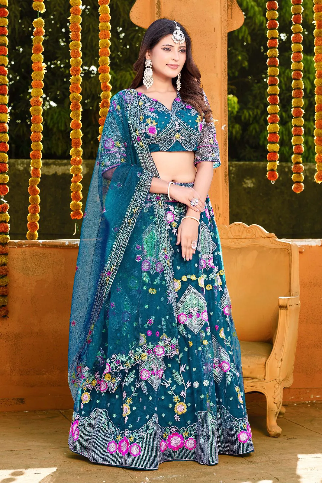 BD 1541 Blue Color Butterfly Net Sequins Embroidered Work Lehenga Choli Casual, Wedding, Festive, Events Expected Delivery 4-6 Working Days @2849 /- | Lehenga, Bollywood Lehenga, Creative Lehenga, Designer Lehenga, Embroidered Lehenga, Party Wear Lehenga