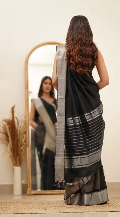 DDF Silver Black 3 Color Banarasi Soft Silk Ordinary Design Saree Casual, Party Wear, Events, Festivals Wear Etc. Expected Delivery 4-6 Working Days 1399/- | Designer Sarees, Sarees, Bollywood Sarees, Creative Sarees, Embroidered Sarees, Ethnic Saree, Modern Digital sarees, Party Wear Sarees