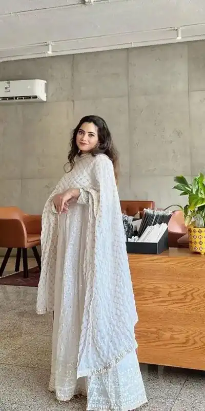 SSR 459 White Color Georgette Embroidery Sequence Salwar Suit Wedding, Party, Festive, Events Expected Delivery 4-6 Working Days @ 2199/- Only | Salwar suit, Casual Suits, Creative suits, Designer Suits, Party Wear Suits, Straight Suits