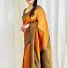 Radiant Orange Color Soft Lichi Silk Ordinary Design Pallu Saree