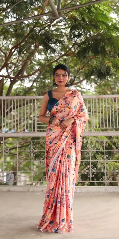 RM102 Orange Color Heavy Devsena Soft Silk Digital Printed Saree Casual, Party Wear, Wedding, Events Etc Delivery Expected.4-6 Working Days 1499/- | Designer Sarees, Sarees, Bollywood Sarees, Creative Sarees, Embroidered Sarees, Ethnic Saree, Modern Digital sarees, Party Wear Sarees