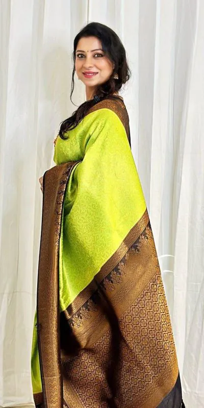 DDF 116 Parrot Green Color Soft Lichi Silk Ordinary Design Rich Pallu Saree Casual, Party Wear, , Festivals Etc. Expected Delivery 4-6 Working Days 1499 | Designer Sarees, Sarees, Bollywood Sarees, Creative Sarees, Embroidered Sarees, Ethnic Saree, Modern Digital sarees, Party Wear Sarees
