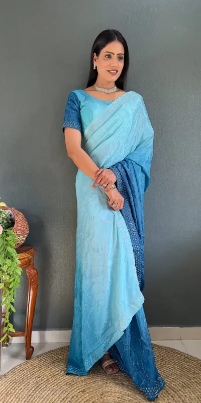 JM Strawberry Royal Blue Color Pure Chinon Chiffon Sirvoski Dimond Saree Casual, Wedding, Festive, Events . Expected Delivery  4-6 Working Days @1549/- | Designer Sarees, Sarees, Bollywood Sarees, Creative Sarees, Embroidered Sarees, Ethnic Saree, Modern Digital sarees, Party Wear Sarees