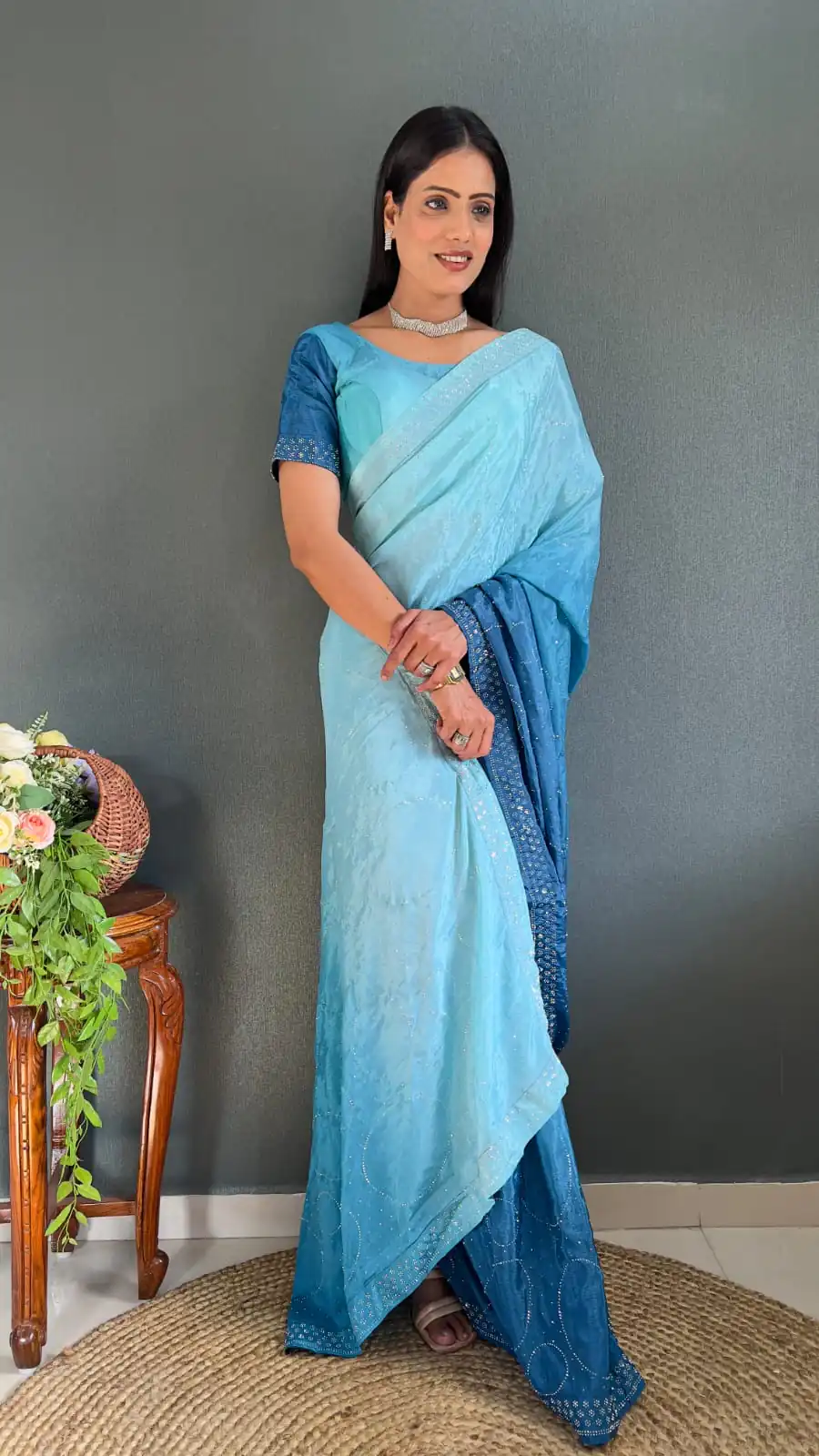 JM Strawberry Royal Blue Color Pure Chinon Chiffon Sirvoski Dimond Saree Casual, Wedding, Festive, Events . Expected Delivery 4-6 Working Days @1549/- | Designer Sarees, Sarees, Bollywood Sarees, Creative Sarees, Embroidered Sarees, Ethnic Saree, Modern Digital sarees, Party Wear Sarees