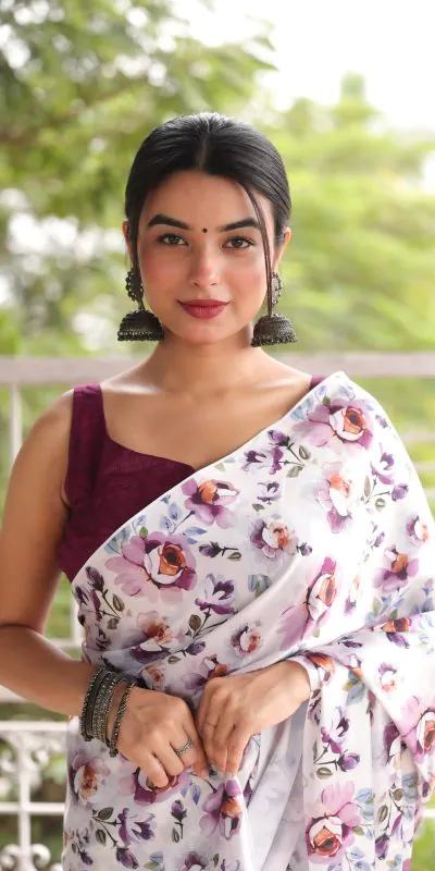 RM102 White Color Heavy Devsena Soft Silk Digital Printed Saree Casual, Party Wear, Wedding, Events Etc Delivery Expected.4-6 Working Days 1499/- | Designer Sarees, Sarees, Bollywood Sarees, Creative Sarees, Embroidered Sarees, Ethnic Saree, Modern Digital sarees, Party Wear Sarees
