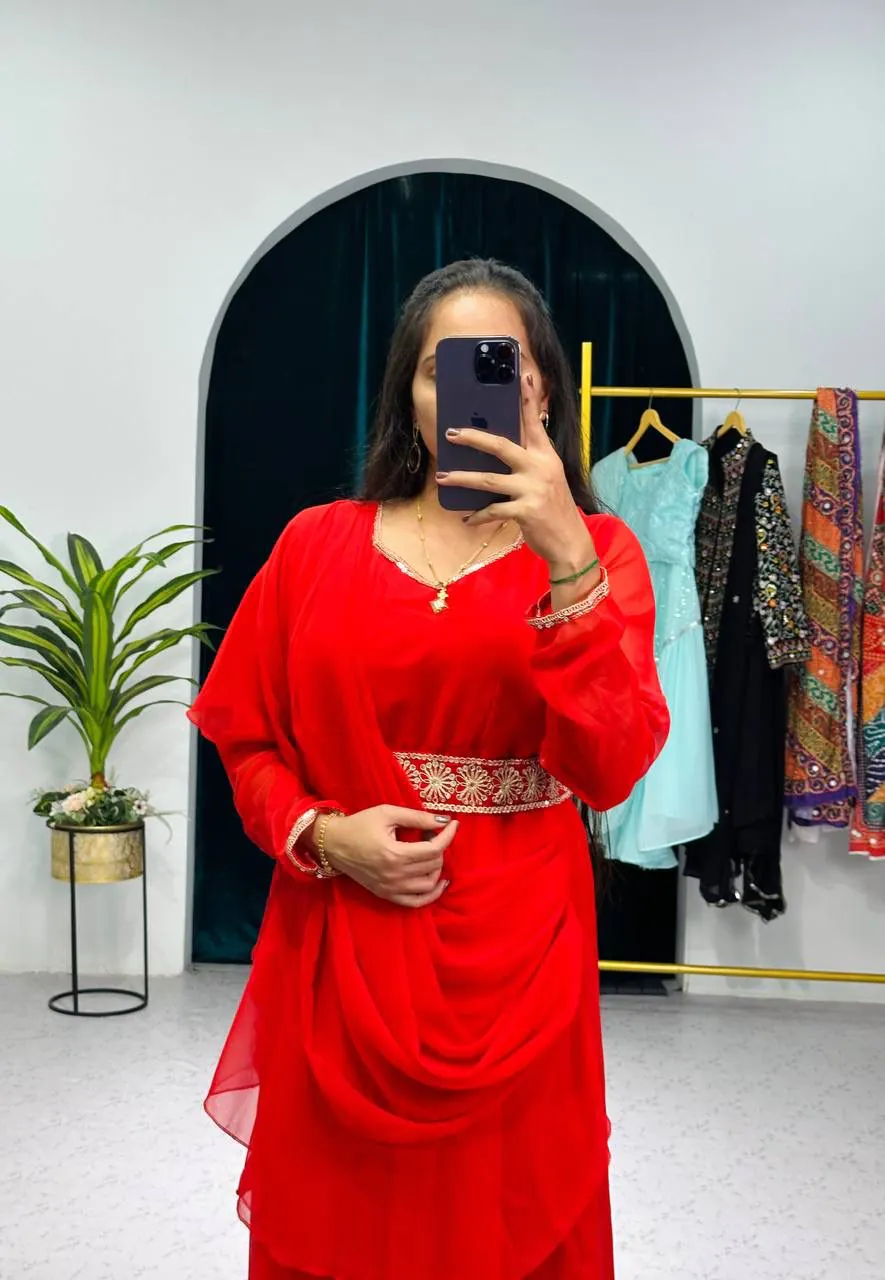 ST 1039 Red Color Faux Georgette Sequence New Stilly Gown Casual, Wedding, Party, Festive, Events Etc. Expected Delivery 4-6 Working Days @2199/- | Gowns, Bollywood Gowns, Creative Gowns, Designer Gowns, Embroidered Gowns, Party Wear Gowns, Straight Suits