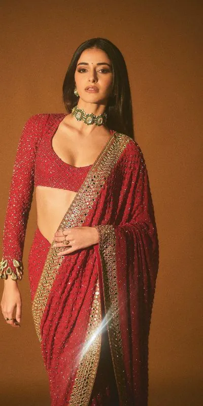 KD 427 Red Saree : Faux Georgette With Sequence Work Saree Casual, Party, Wedding, Festive, Events Etc. Expected Delivery 4-6 Working Days @2249/- | Designer Sarees, Sarees, Bollywood Sarees, Creative Sarees, Embroidered Sarees, Modern Digital sarees, Party Wear Sarees