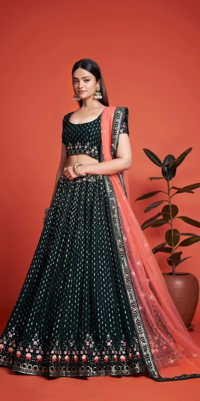 RC 247 Black Color Heavy Georgette Embroidery Sequins Lehenga Choli Casual, Party Wedding, Festive, Events Etc. Delivery  4-6 Working Days 4999/- | Lehenga, Bollywood Lehenga, Creative Lehenga, Designer Lehenga, Embroidered Lehenga, Party Wear Lehenga