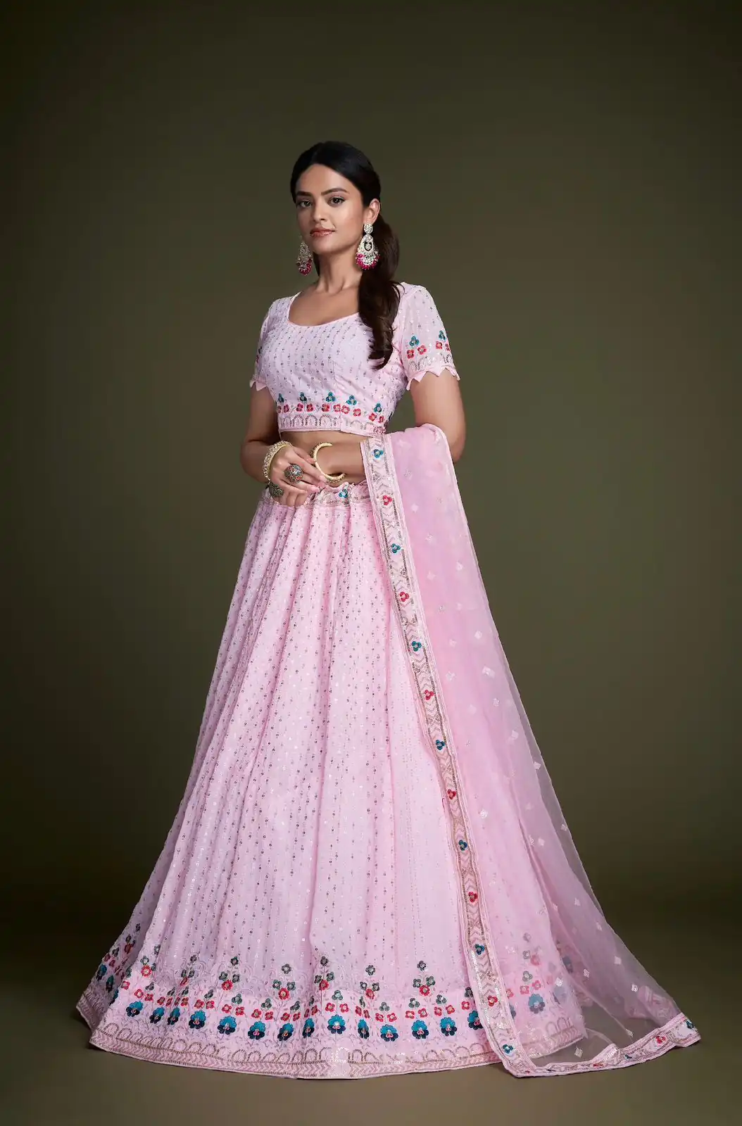 RC 247 Pink Color Heavy Georgette Embroidery Sequins Lehenga Choli Casual, Party Wedding, Festive, Events Etc. Delivery  4-6 Working Days 4999/- | Lehenga, Bollywood Lehenga, Creative Lehenga, Designer Lehenga, Embroidered Lehenga, Party Wear Lehenga