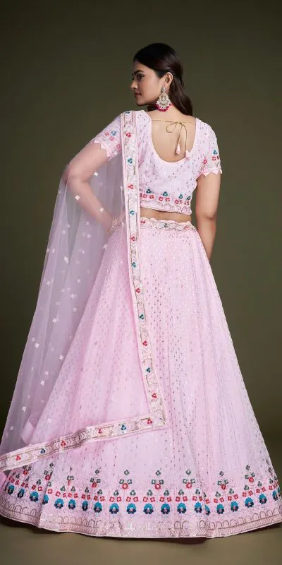 RC 247 Pink Color Heavy Georgette Embroidery Sequins Lehenga Choli Casual, Party Wedding, Festive, Events Etc. Delivery  4-6 Working Days 4999/- | Lehenga, Bollywood Lehenga, Creative Lehenga, Designer Lehenga, Embroidered Lehenga, Party Wear Lehenga