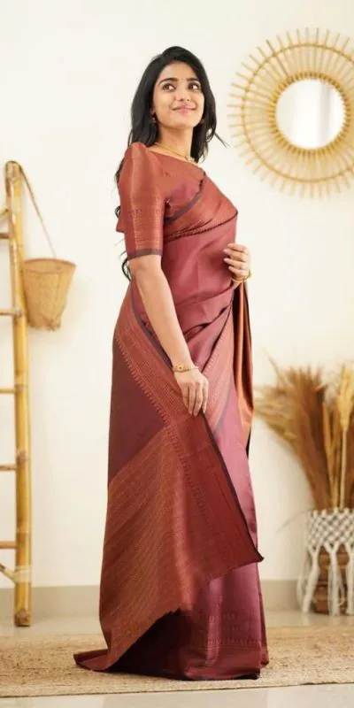 KP 4068 Brown Color Soft Lichi Silk Cloth Rich Pallu All Over Saree Events Casual, Wedding, Festive, Events Etc. Expected Delivery  4-6 Working Days @1349/- | Designer Sarees, Sarees, Bollywood Sarees, Creative Sarees, Embroidered Sarees, Ethnic Saree, Modern Digital sarees, Party Wear Sarees