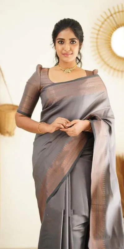 KP 4068 Grey Color Soft Lichi Silk Cloth Rich Pallu All Over Saree Events Casual, Wedding, Festive, Events Etc. Expected Delivery  4-6 Working Days @1349/- | Designer Sarees, Sarees, Bollywood Sarees, Creative Sarees, Embroidered Sarees, Ethnic Saree, Modern Digital sarees, Party Wear Sarees