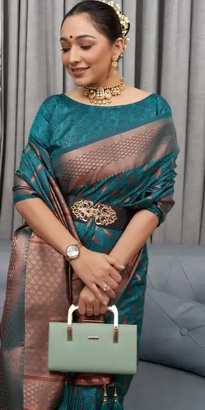 DDF 207 Peacock Green Color Pure Silk With Pure Zari Weaving Saree Casual, Party Wear, Events, Festivals Etc. Expected Delivery 4-6 Working Days 1499/- | Designer Sarees, Sarees, Bollywood Sarees, Creative Sarees, Embroidered Sarees, Ethnic Saree, Modern Digital sarees, Party Wear Sarees