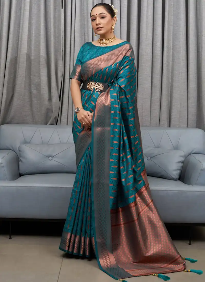 DDF 207 Peacock Green Color Pure Silk With Pure Zari Weaving Saree Casual, Party Wear, Events, Festivals Etc. Expected Delivery 4-6 Working Days 1499/- | Designer Sarees, Sarees, Bollywood Sarees, Creative Sarees, Embroidered Sarees, Ethnic Saree, Modern Digital sarees, Party Wear Sarees