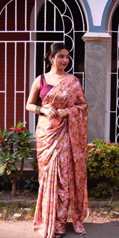 RM101 Pink Color Heavy Devsena Soft Silk Digital Printed Saree Casual, Party Wear, Wedding, Events Etc Delivery Expected.4-6 Working Days 1499/- | Designer Sarees, Sarees, Bollywood Sarees, Creative Sarees, Embroidered Sarees, Ethnic Saree, Modern Digital sarees, Party Wear Sarees