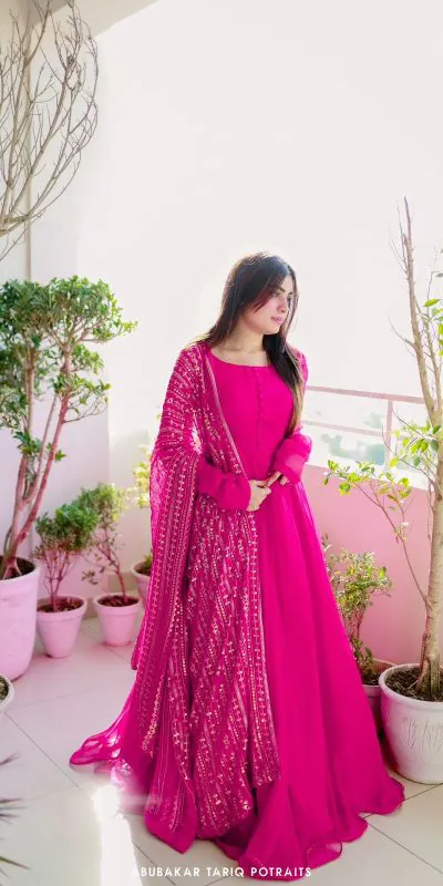 KD-1242 Pink Faux Georgette Thread With Sequence Anarkali Suit Casual, Party, Wedding, Festive, Events Etc. Expected Delivery 4-6 Working Days @1699/- Only | Anarkali Suits, Bollywood Anarkali, Creative-Anarkali, Designer Anarkali, Embroidered Anarkali, Party Wear Anarkali
