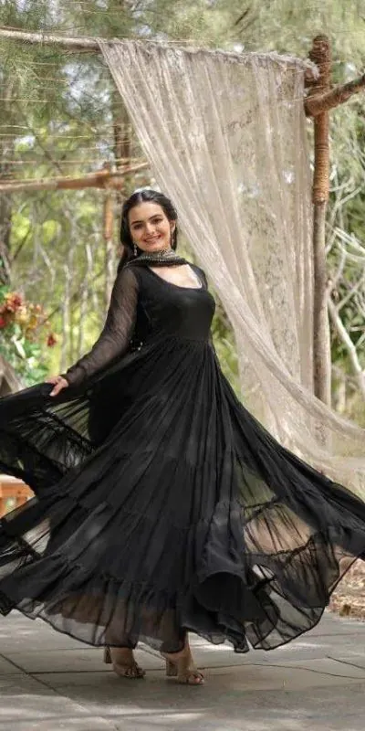  DC G38 Black  Color Garget With Full Sleeves Fancy lace Gown Casual, Wedding, Party, Festive, Events Etc. Expected Delivery 4-6 Working Days @1999/- | Gowns, Bollywood Gowns, Creative Gowns, Designer Gowns, Embroidered Gowns, Party Wear Gowns