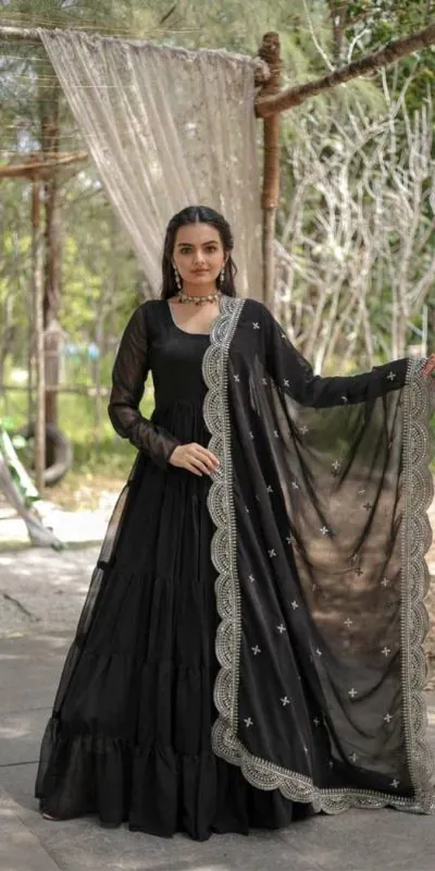  DC G38 Black  Color Garget With Full Sleeves Fancy lace Gown Casual, Wedding, Party, Festive, Events Etc. Expected Delivery 4-6 Working Days @1999/- | Gowns, Bollywood Gowns, Creative Gowns, Designer Gowns, Embroidered Gowns, Party Wear Gowns