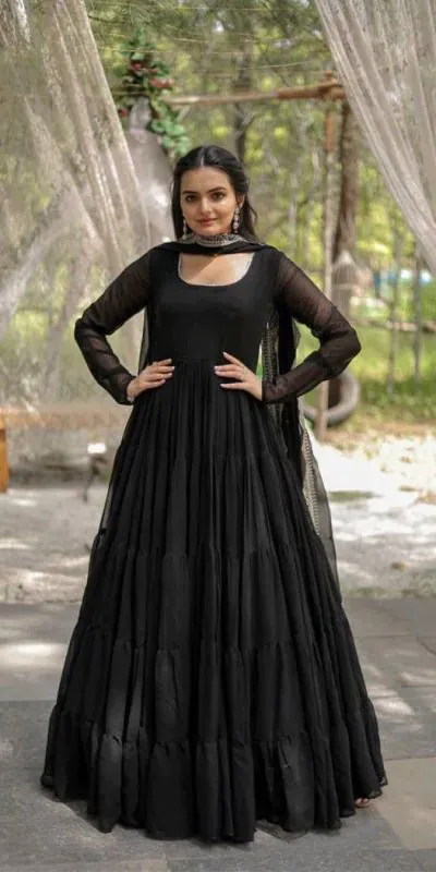  DC G38 Black  Color Garget With Full Sleeves Fancy lace Gown Casual, Wedding, Party, Festive, Events Etc. Expected Delivery 4-6 Working Days @1999/- | Gowns, Bollywood Gowns, Creative Gowns, Designer Gowns, Embroidered Gowns, Party Wear Gowns