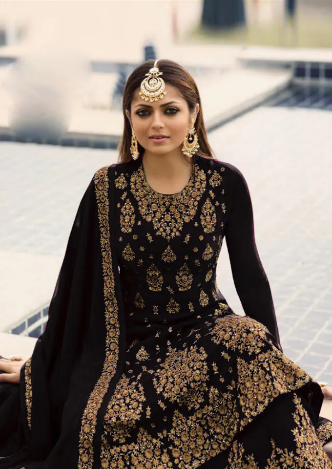 LT NITYA 3805 Black  Color Georgette With Embroidery Work Sharara Suit Wedding, Festive, Party Events Etc. Expected Delivery 4-6 Working Days @2349/- | Jump Suits, Salwar suit, Casual Suits, Creative suits, Designer Suits, Palazzo Suits, Party Wear Suits, Patiala Suits, Straight Suits
