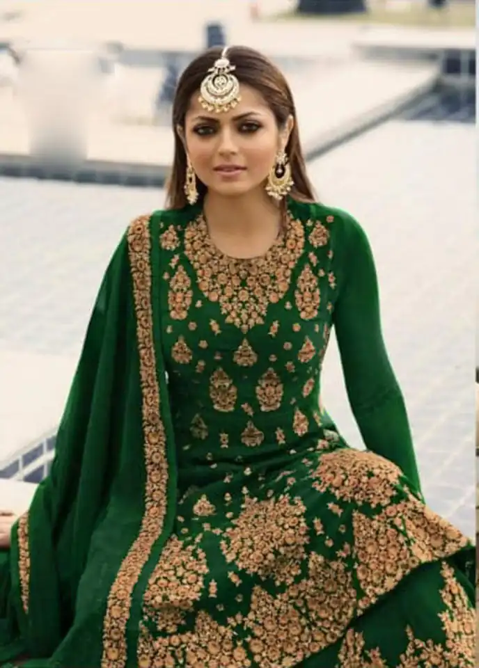 LT NITYA 3805 Green Color Georgette With Embroidery Work Sharara Suit Wedding, Festive, Party Events Etc. Expected Delivery 4-6 Working Days @2349/- | Jump Suits, Salwar suit, Casual Suits, Creative suits, Designer Suits, Palazzo Suits, Party Wear Suits, Patiala Suits, Straight Suits