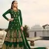 Stylish Green Color Georgette With Embroidery Work Sharara Suit