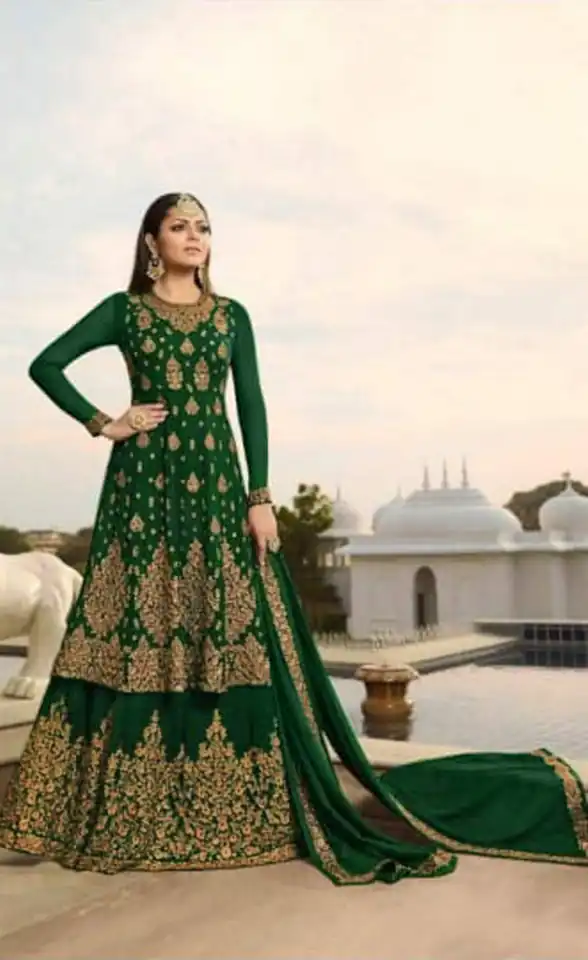 LT NITYA 3805 Green Color Georgette With Embroidery Work Sharara Suit Wedding, Festive, Party Events Etc. Expected Delivery 4-6 Working Days @2349/- | Jump Suits, Salwar suit, Casual Suits, Creative suits, Designer Suits, Palazzo Suits, Party Wear Suits, Patiala Suits, Straight Suits