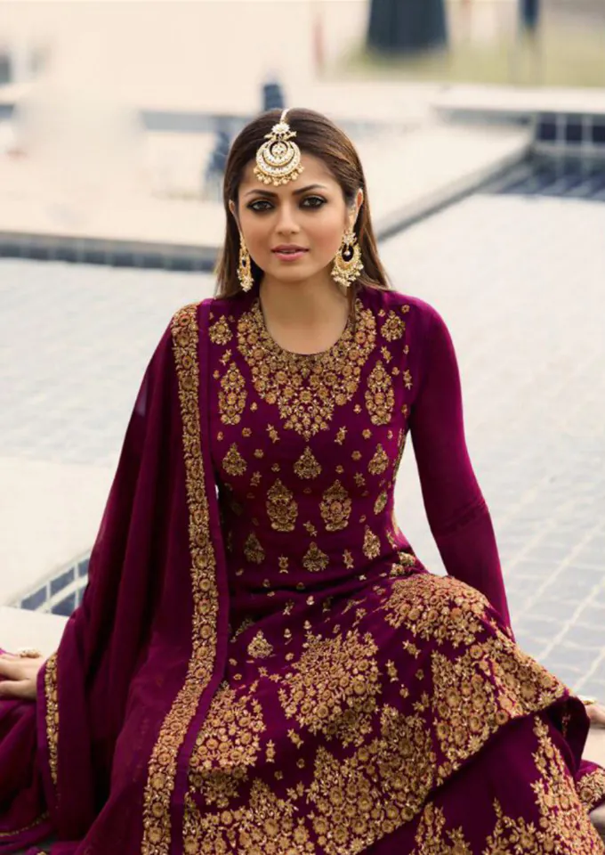 LT NITYA 3805 Maroon Color Georgette With Embroidery Work Sharara Suit Wedding, Festive, Party Events Etc. Expected Delivery 4-6 Working Days @2349/- | Jump Suits, Salwar suit, Casual Suits, Creative suits, Designer Suits, Palazzo Suits, Party Wear Suits, Patiala Suits, Straight Suits