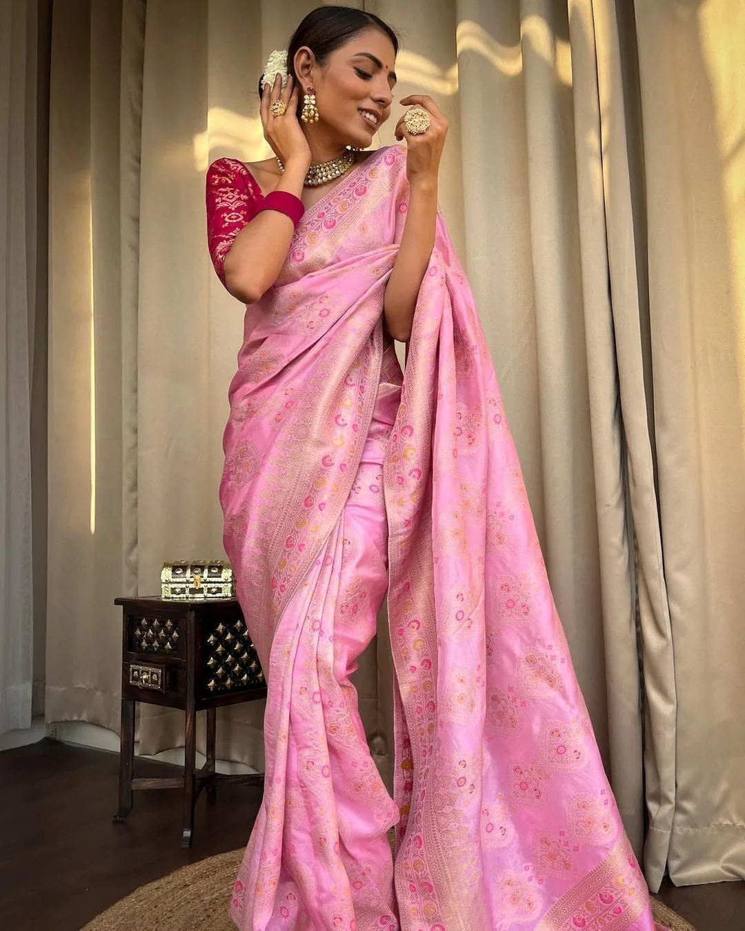GK DOLA Pink Color Pure Soft Dola Silk Beautiful Rich Pallu Jacquard All Over Saree Events Casual Wedding Festive . Expected Delivery 4-6 Working Days @1899 | Designer Sarees, Sarees, Bollywood Sarees, Creative Sarees, Embroidered Sarees, Ethnic Saree, Modern Digital sarees, Party Wear Sarees