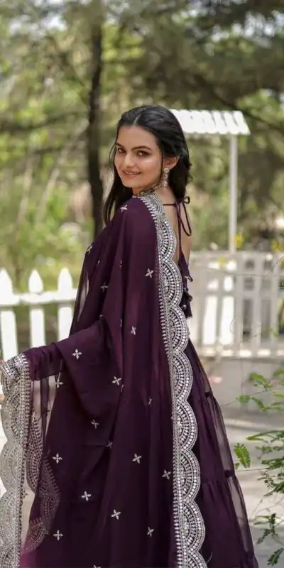 DC G38 Purple Color Garget With Full Sleeves Fancy lace Gown Casual, Wedding, Party, Festive, Events Etc. Expected Delivery 4-6 Working Days @1999/- | Gowns, Bollywood Gowns, Creative Gowns, Designer Gowns, Embroidered Gowns, Party Wear Gowns