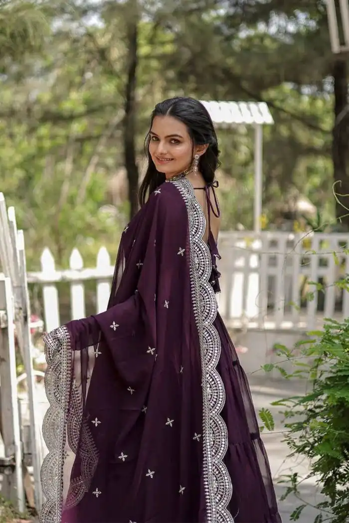  DC G38 Purple Color Garget With Full Sleeves Fancy lace Gown Casual, Wedding, Party, Festive, Events Etc. Expected Delivery 4-6 Working Days @1999/- | Gowns, Bollywood Gowns, Creative Gowns, Designer Gowns, Embroidered Gowns, Party Wear Gowns