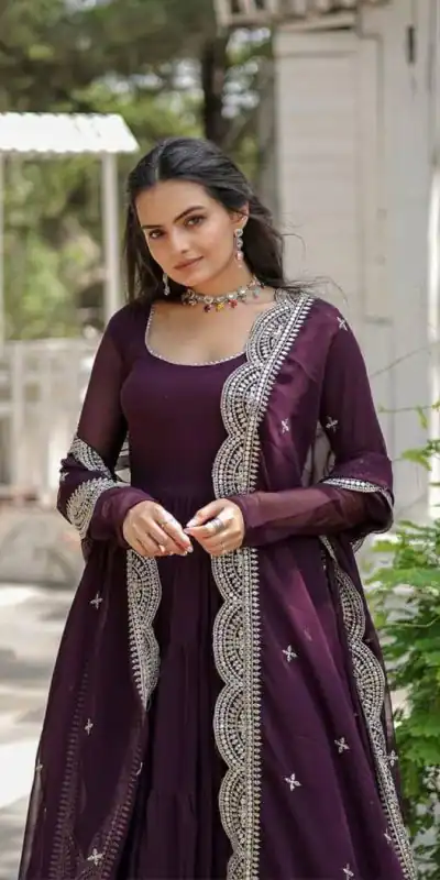  DC G38 Purple Color Garget With Full Sleeves Fancy lace Gown Casual, Wedding, Party, Festive, Events Etc. Expected Delivery 4-6 Working Days @1999/- | Gowns, Bollywood Gowns, Creative Gowns, Designer Gowns, Embroidered Gowns, Party Wear Gowns