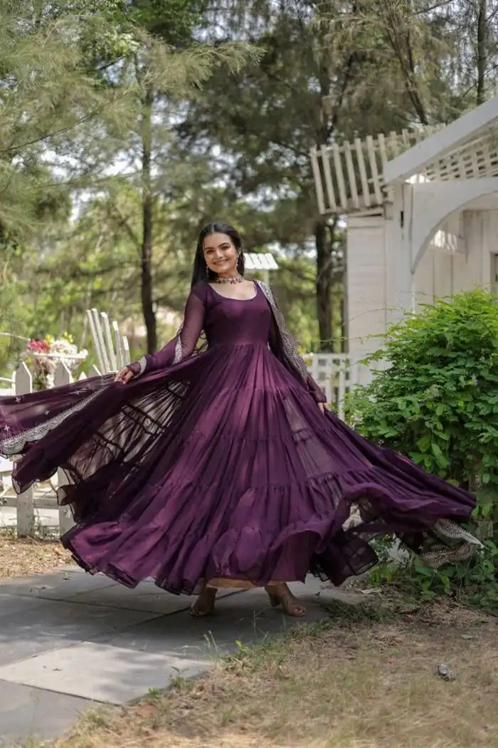  DC G38 Purple Color Garget With Full Sleeves Fancy lace Gown Casual, Wedding, Party, Festive, Events Etc. Expected Delivery 4-6 Working Days @1999/- | Gowns, Bollywood Gowns, Creative Gowns, Designer Gowns, Embroidered Gowns, Party Wear Gowns
