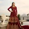 Stylish Red Color Georgette With Embroidery Work Sharara Suit