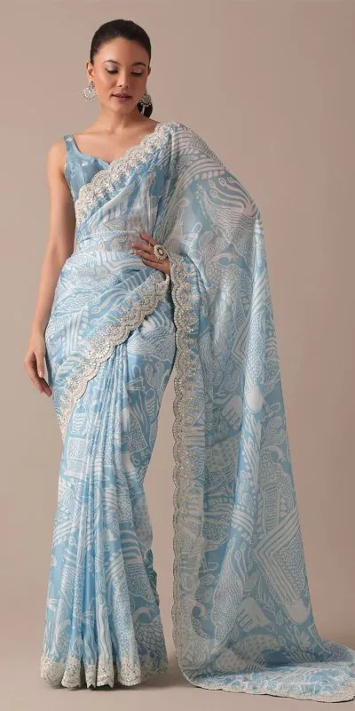 BT 1211 Blue Color Georgette Digital Prints Embroidery Codding Sequins Work Saree Casual, Party Wear, Traditional Wear, Wedding Wear, Events Etc.@1899/- | Designer Sarees, Sarees, Bollywood Sarees, Creative Sarees, Ethnic Saree, Modern Digital sarees, Party Wear Sarees