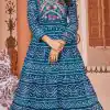 Sublime Blue Color Heavy Georgette Printed Embroidery Gown