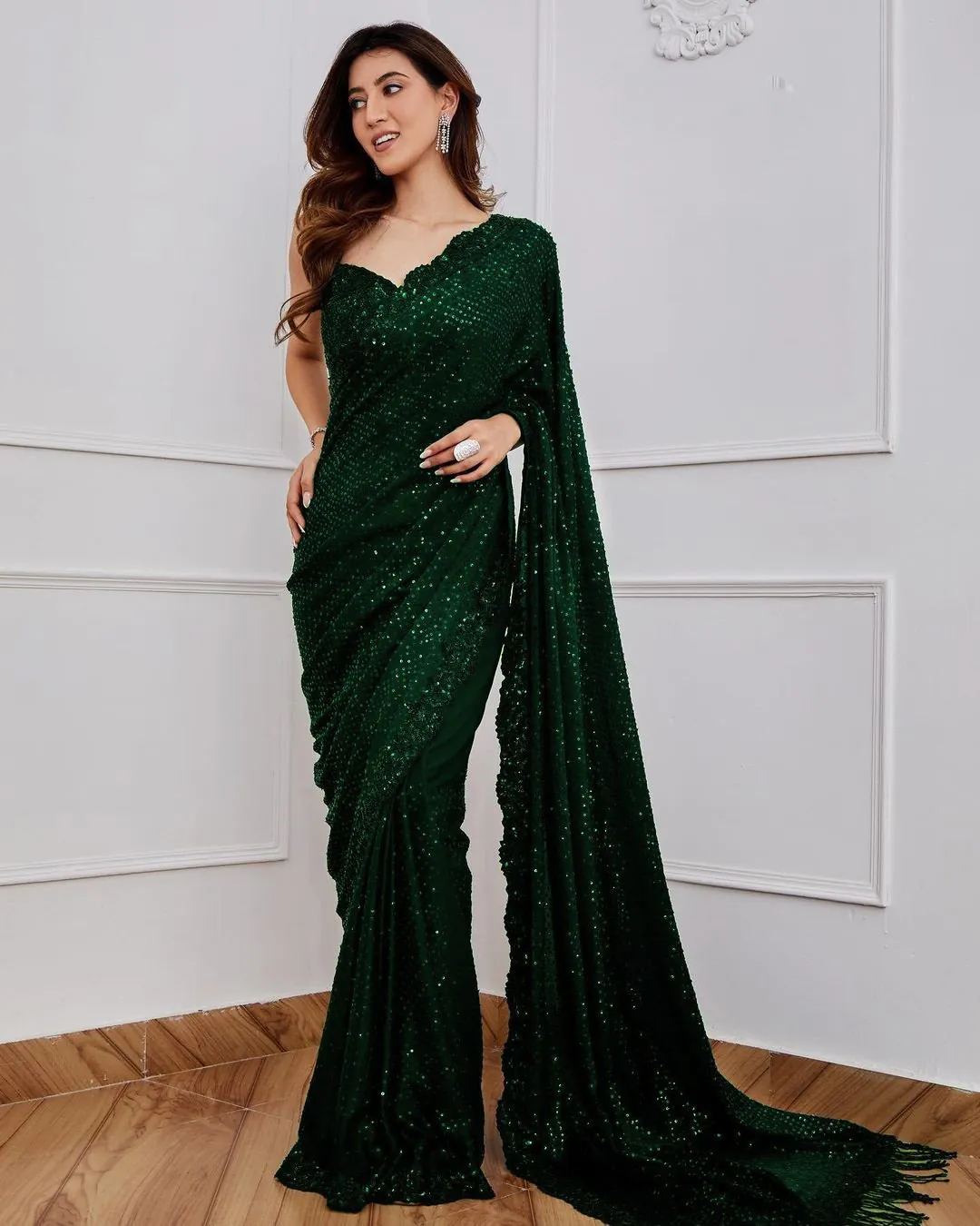 DF 3312 Bottle GreenColor Georgette Embroidery Malty Thread Saree Casual, Party Wear, Wedding, Events Etc Delivery Expected.4-6 Working Days 1899/ | Designer Sarees, Sarees, Bollywood Sarees, Creative Sarees, Embroidered Sarees, Ethnic Saree, Modern Digital sarees, Party Wear Sarees