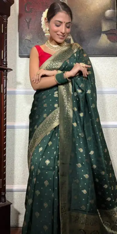 DDF 128 Green Color Banarasi Soft Silk Extra Ordinary Design Saree Casual, Party Wear, Events, Festivals Etc. Expected Delivery 4-6 Working Days 1399/- | Designer Sarees, Sarees, Bollywood Sarees, Creative Sarees, Embroidered Sarees, Ethnic Saree, Modern Digital sarees, Party Wear Sarees