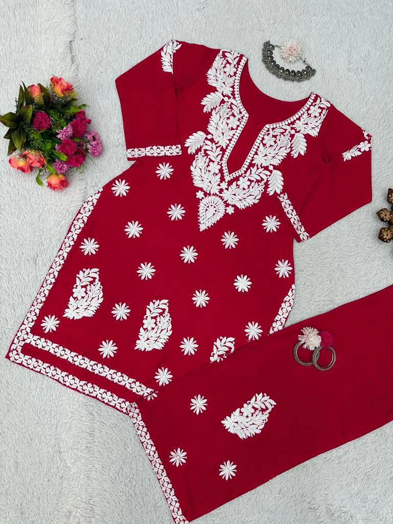 KD 1382 Red Heavy Rayon Chain-Stitch Sequence Salwar Suit Casual, Party, Wedding, Festive, Events Etc.  Expected Delivery 4-6 Working Days @1699/- | Salwar suit, Casual Suits, Creative suits, Designer Suits, Palazzo Suits, Party Wear Suits, Patiala Suits, Straight Suits