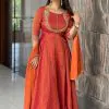 Sublime Orange Color Soft silk thread and Sequence Anarkali Suit