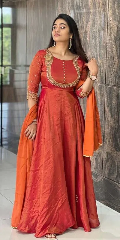 RTC 5688 Orange Color Soft silk thread and Sequence Anarkali Suit Casual, Wedding, Festive, Events Etc. Expected Delivery 4-6 Working Days @1949/- | Anarkali Suits, Bollywood Anarkali, Creative-Anarkali, Designer Anarkali, Embroidered Anarkali, Party Wear Anarkali