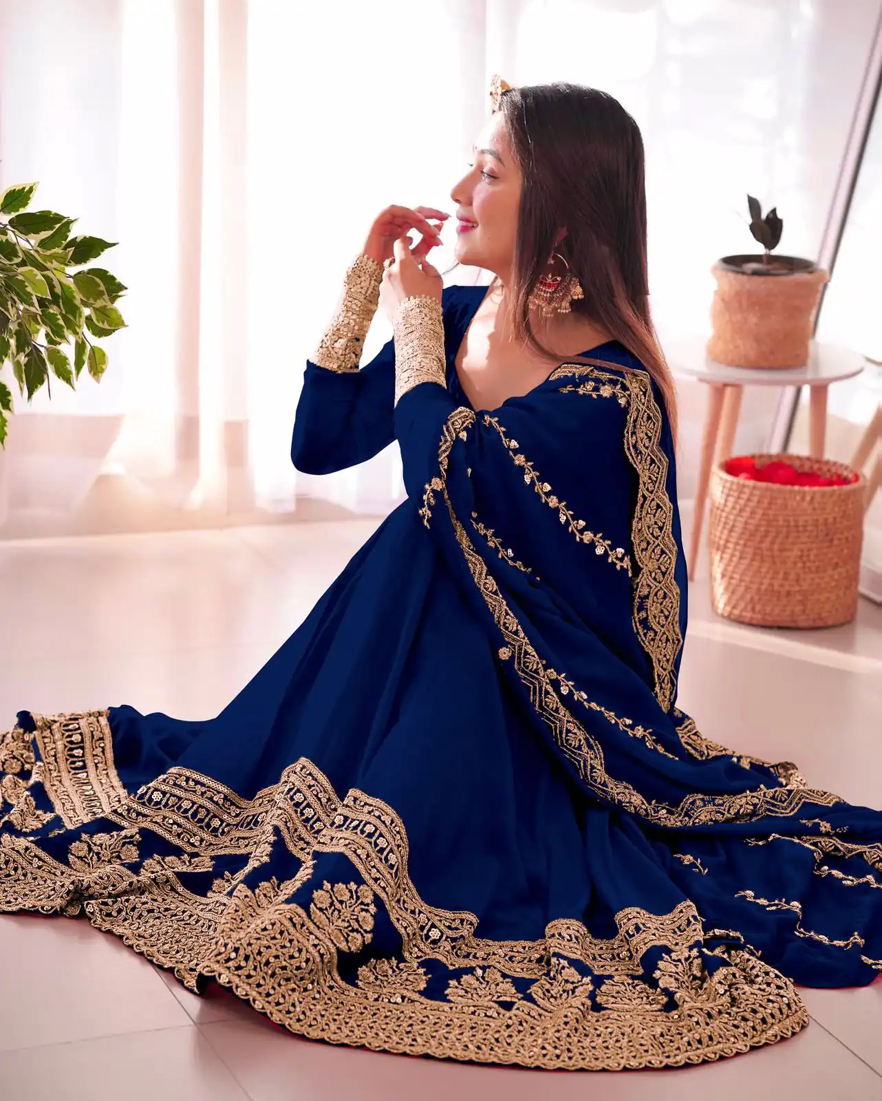 SRK 5125 Blue Color Faux Georgette Silk Embroidery Salwar Suit Wedding, Party, Festive, Events Expected Delivery 4-6 Working Days @ 2099/- | Jump Suits, Salwar suit, Casual Suits, Creative suits, Designer Suits, Palazzo Suits, Party Wear Suits, Patiala Suits, Straight Suits