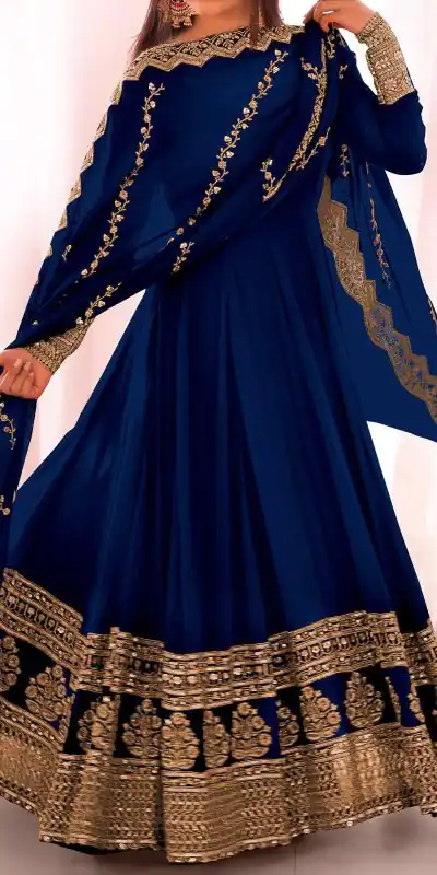 SRK 5125 Blue Color Faux Georgette Silk Embroidery Salwar Suit Wedding, Party, Festive, Events Expected Delivery 4-6 Working Days @ 2099/- | Jump Suits, Salwar suit, Casual Suits, Creative suits, Designer Suits, Palazzo Suits, Party Wear Suits, Patiala Suits, Straight Suits