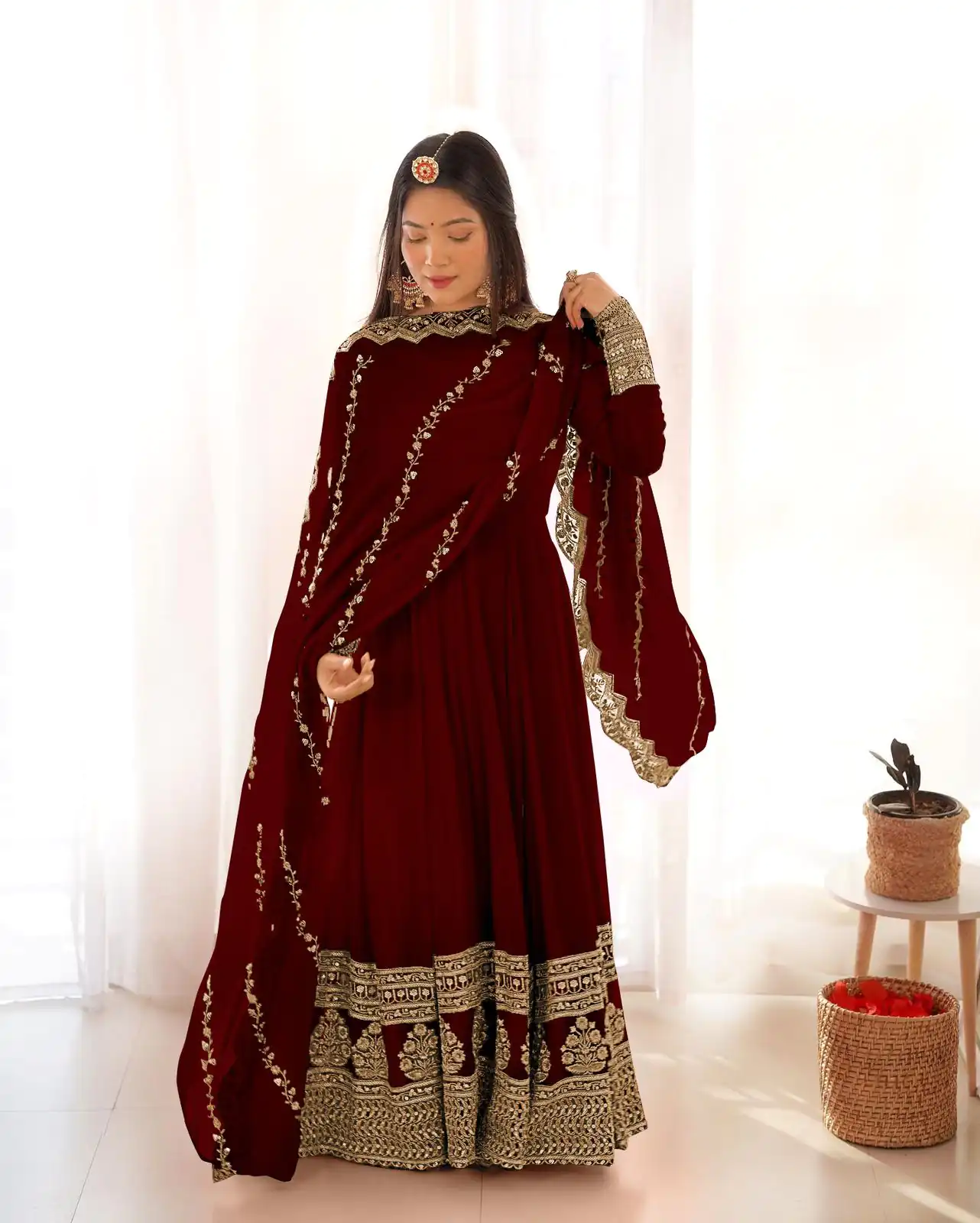 SRK 5125 Wine Color Faux Georgette Silk Embroidery Salwar Suit Wedding, Party, Festive, Events Expected Delivery 4-6 Working Days @ 2099/- | Jump Suits, Salwar suit, Casual Suits, Creative suits, Designer Suits, Palazzo Suits, Party Wear Suits, Patiala Suits, Straight Suits