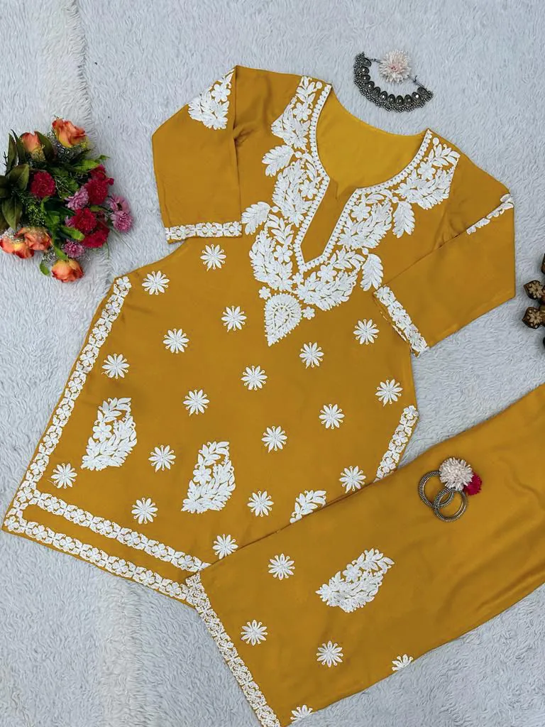 KD 1382 Yellow Heavy Rayon Chain-Stitch Sequence Salwar Suit Casual, Party, Wedding, Festive, Events Etc.  Expected Delivery 4-6 Working Days @1699/- | Salwar suit, Casual Suits, Creative suits, Designer Suits, Palazzo Suits, Party Wear Suits, Patiala Suits, Straight Suits