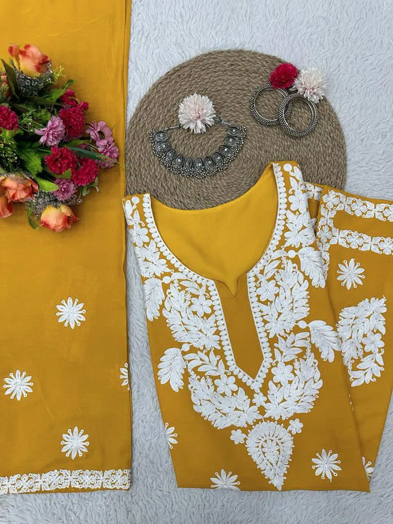 KD 1382 Yellow Heavy Rayon Chain-Stitch Sequence Salwar Suit Casual, Party, Wedding, Festive, Events Etc.  Expected Delivery 4-6 Working Days @1699/- | Salwar suit, Casual Suits, Creative suits, Designer Suits, Palazzo Suits, Party Wear Suits, Patiala Suits, Straight Suits